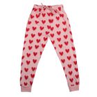 Girls Light Pink Regular Fit Heart Printed Pyjama, Light Pink, small