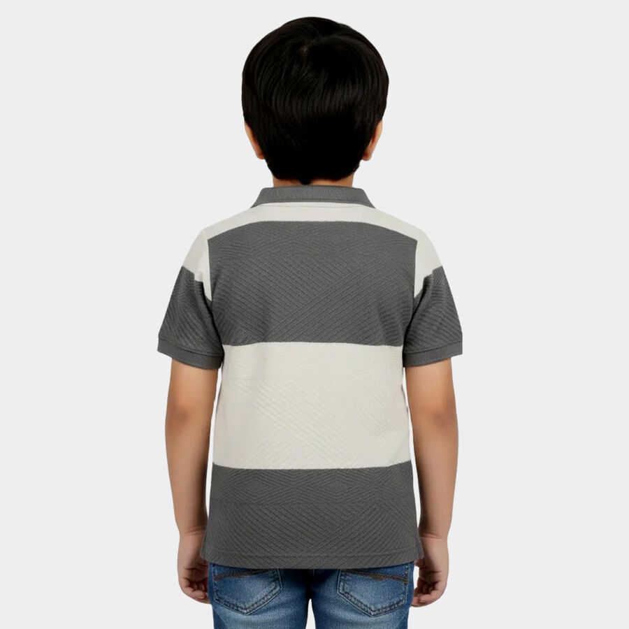 Boys Mid Blue Polo Neck Casual T-Shirt, मध्यम नीला, large