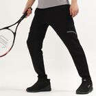 Men's Jet Black Slim Fit Reflective Track Pants, काला, small image number null