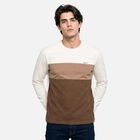 Men's Brown Crew Neck Colorblocked Regular T-Shirt, Brown, small
