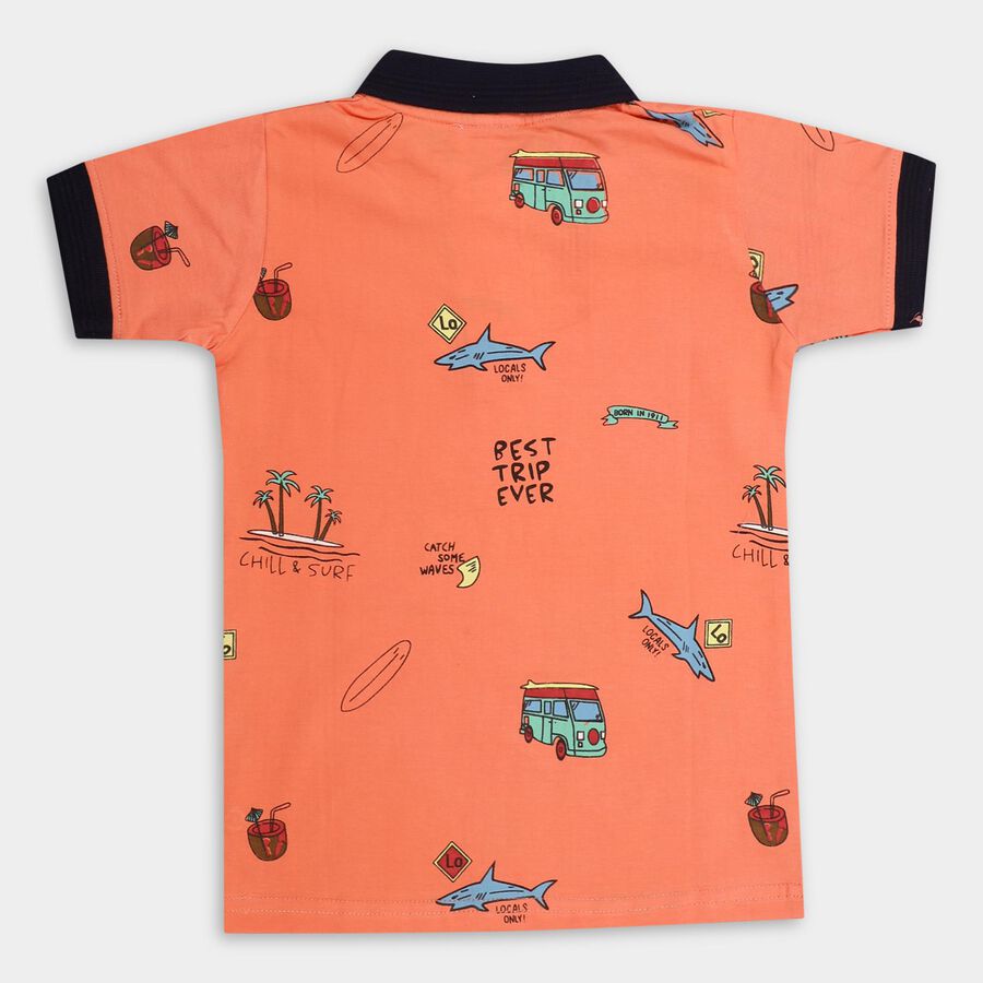 Boys' 100% Cotton Half Sleeves T-Shirt , Orange, large