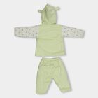 Infants Light Sage Green Hooded Casual Style Jump Suit, Light Green, small image number null
