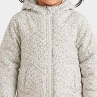 Girls Cream Hooded Puffer Jacket, Off White, small