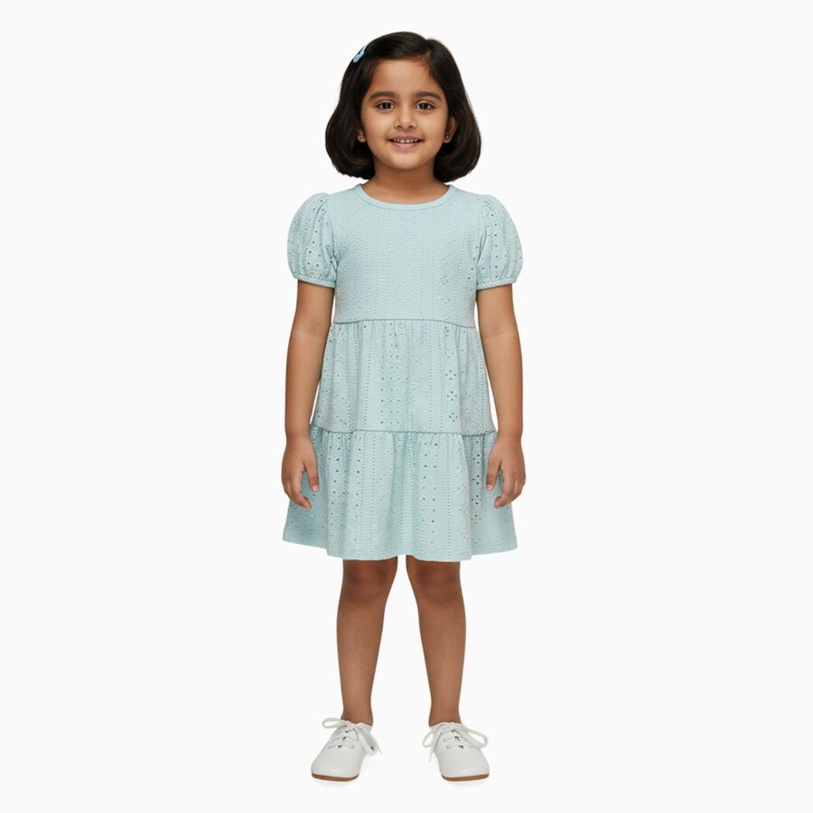 Girls' Frock, हल्का हरा, large image number null