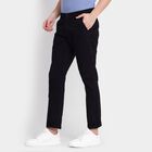 Men's 100% Cotton Slim Fit Casual Trousers, काला, small image number null