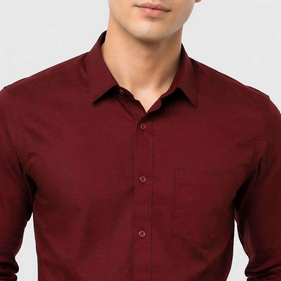 Men's Wine Slim Fit Formal Shirt, वाइन, large