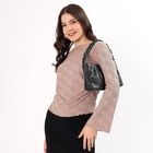 Women's Muted Beige Boat Neck Romantic Top, Beige, small