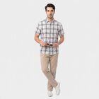 Men's Blue Checked Casual Shirt, Mid Blue, small