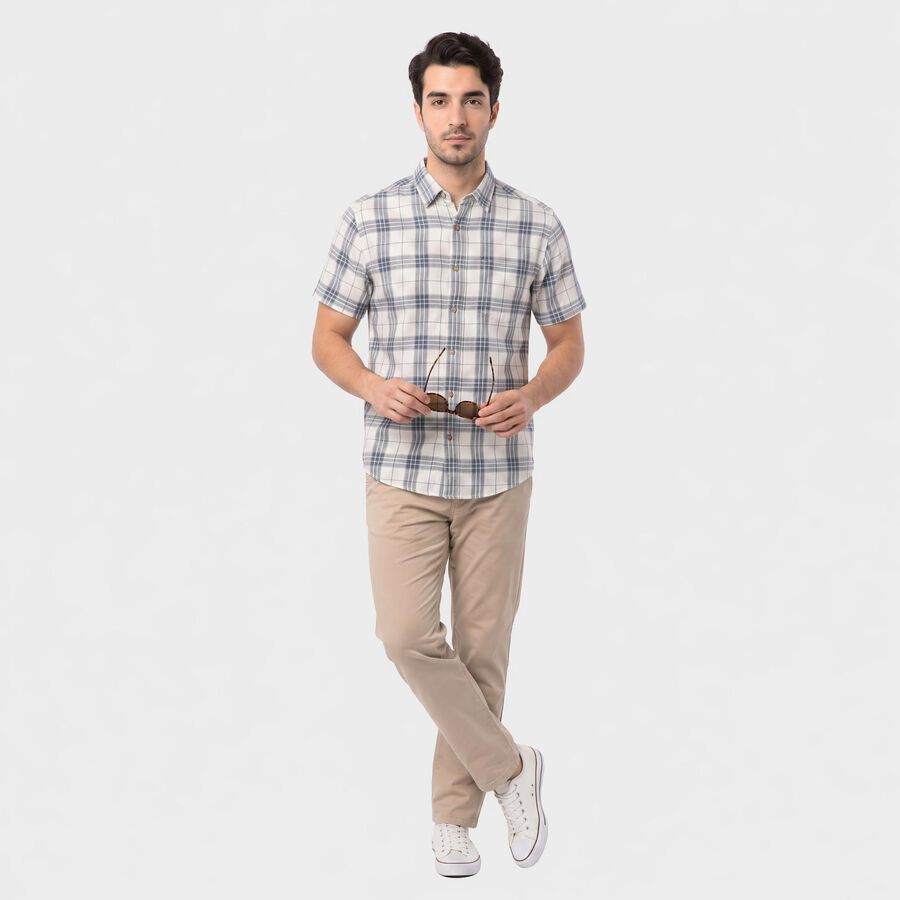 Men's Blue Checked Casual Shirt, Mid Blue, large