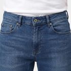 Men's Blue Straight Fit Stretchable Jeans, Mid Blue, small
