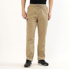 Men's Jet Black Tapered Fit Cotton Track Pants, Beige, small image number null