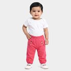 Infants Pink Jogger Embroidered Cotton Pyjama, गुलाबी, small