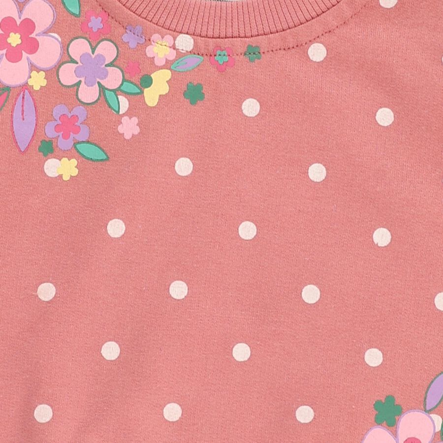 Infants Light Pink Cotton Crew Neck Ruffle Sleeve Sweatshirt, Light Pink, large image number null