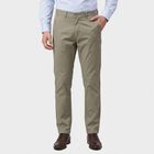 Men's Light Grey Slim Fit Flat-Front Chino Trousers, Light Grey, small