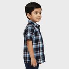 Boys Navy Blue Cotton Half Sleeve Classic Casual Shirt, Navy Blue, small