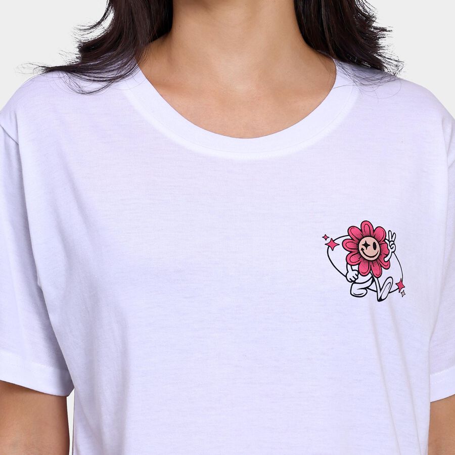 Ladies' 100% Cotton Round Neck T-Shirt , White, large image number null
