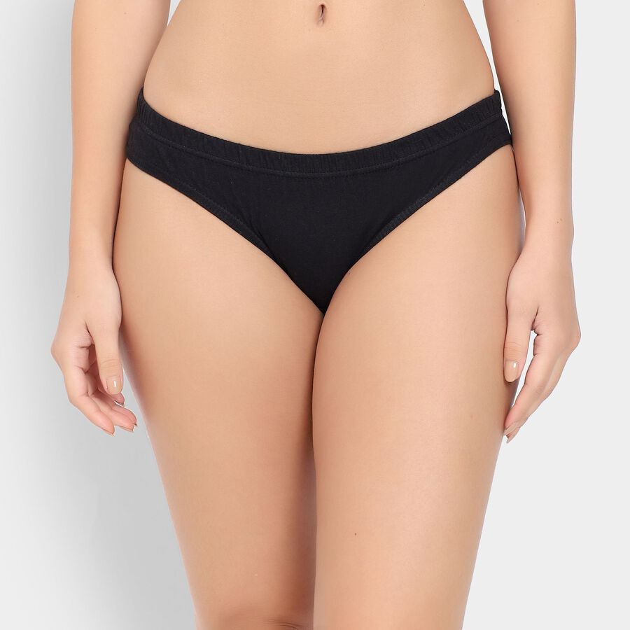 Ladies' 100% Cotton Panty , Black, large image number null