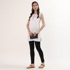 Women's White Slim Fit Solid Cotton Churidar, Black, small
