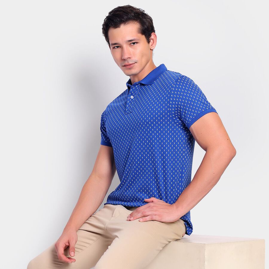 Men's Collared Half Sleeves T-Shirt, गहरा नीला, large image number null