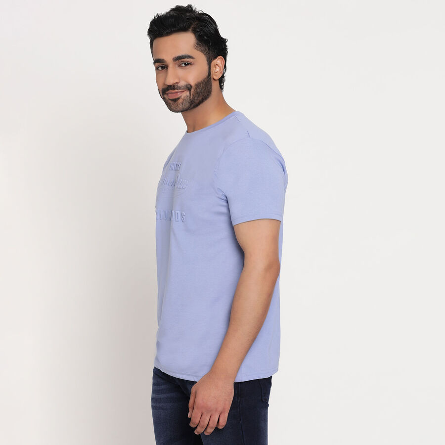 Solid Round Neck T-Shirt, Purple, large image number null
