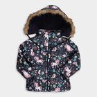 Girls' Deep Midnight Navy Hooded Casual Jacket, नेवी ब्लू, small image number null