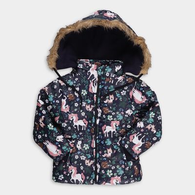 Girls' Deep Midnight Navy Hooded Casual Jacket