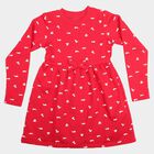 Girls' Fuchsia Fit and Flare Printed Frock, Fuchsia, small