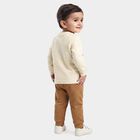 Infants' Beige 100% Cotton Round Neck Graphic Print Baba Suit, Beige, small