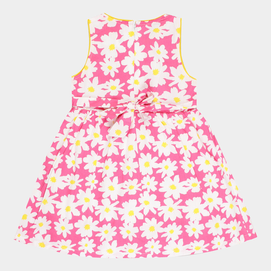 Girls Cotton Frock, Pink, large image number null