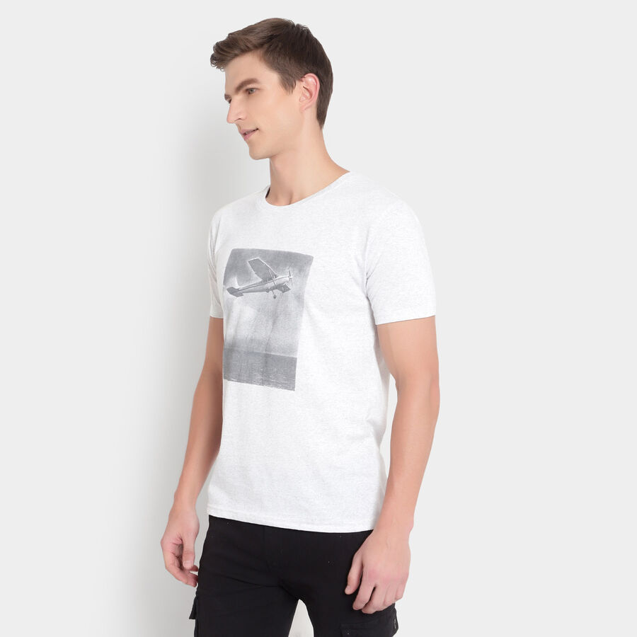 Round Neck Slim Fit T-shirt, Melange Light Grey, large image number null