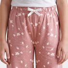 Girls Pink Straight Fit Butterfly Printed Pyjama, Light Pink, small