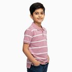 Boys Bright Rose Pink Cotton Crew Neck Streetwear T-Shirt, गुलाबी, small