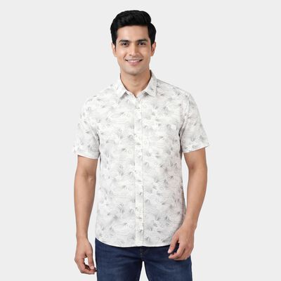 Men's Grey Cotton Casual Shirt