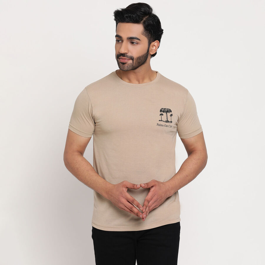 Round Neck T-Shirt, Beige, large image number null