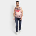 Printed Sleeveless T-Shirt, Peach, small image number null