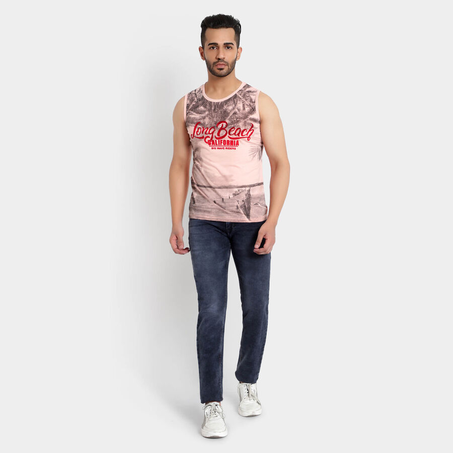 Printed Sleeveless T-Shirt, Peach, large image number null