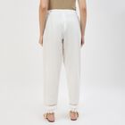Women's Ivory Cotton Relaxed Fit Solid Palazzos, ऑफ व्हाइट, small