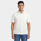 Men's Off-White Cotton Classic Collar Casual Shirt, Off White, small