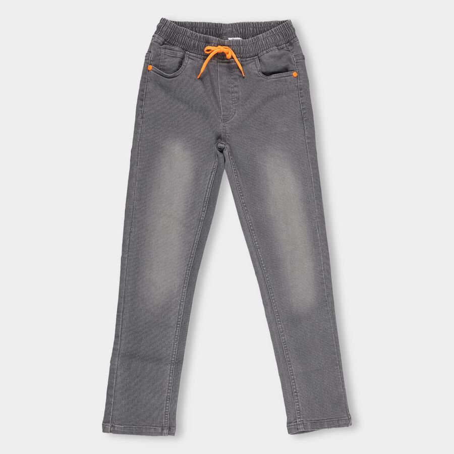 Boys' Grey Regular Fit Faded Jeans, हल्का ग्रे, large image number null
