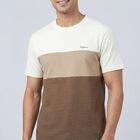 Men's Brown Cotton Round Neck Casual T-Shirt, भूरा, small