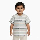 Infants' Light Sage Green Cotton Half Sleeve Mandarin Collar Casual Shirt, Light Green, small image number null