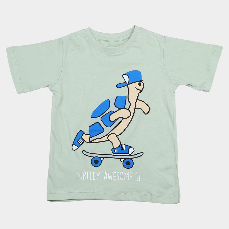 Boys' Half Sleeves T-Shirt, Light Green, large