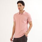 Men's Light Pink Polo Collar Casual T-Shirt, Light Pink, small