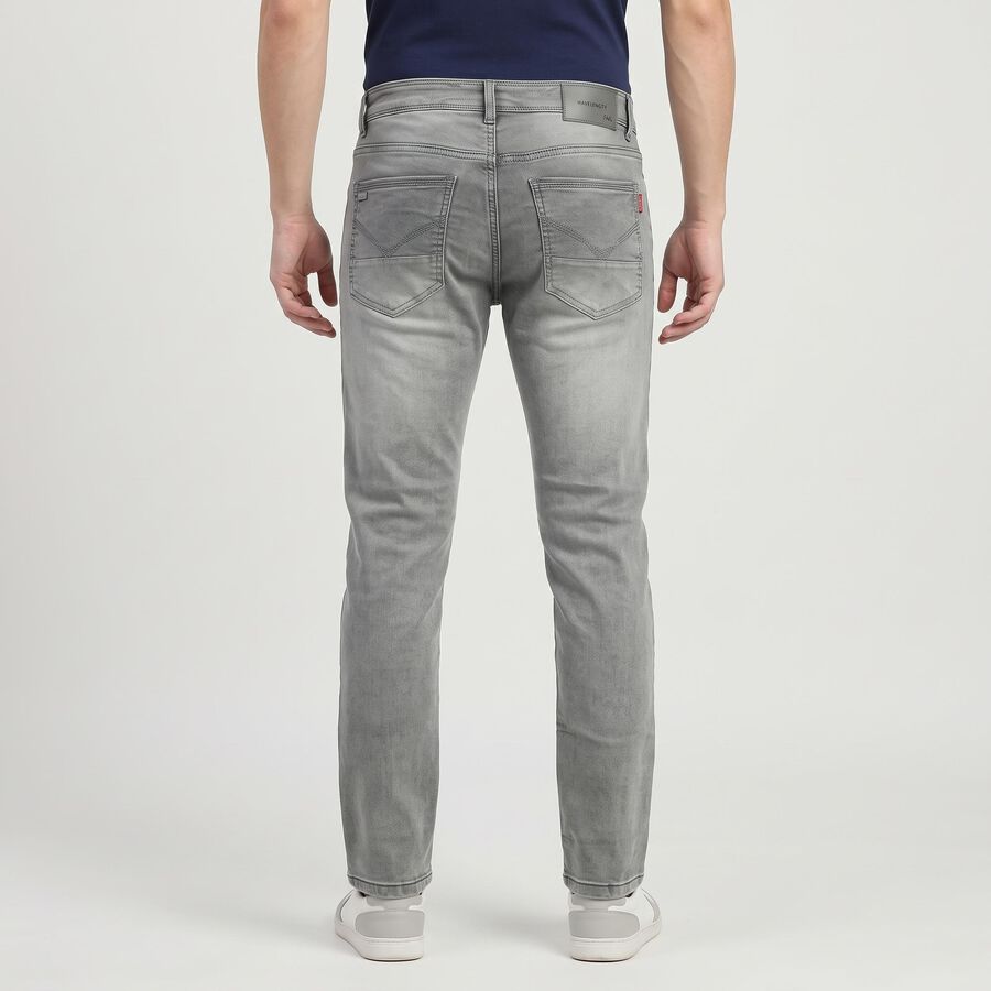 Men's Grey Slim Fit Washed Jeans, Light Grey, large