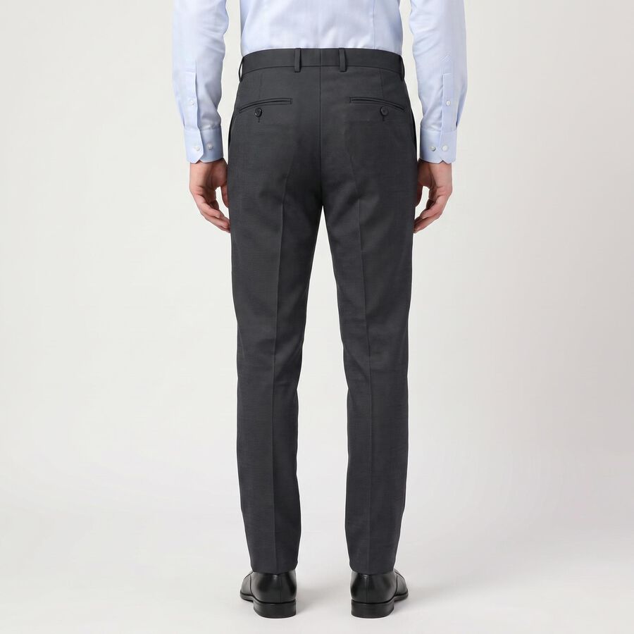 Men's Navy Blue Slim Fit Flat-Front Formal Trousers, Navy Blue, large