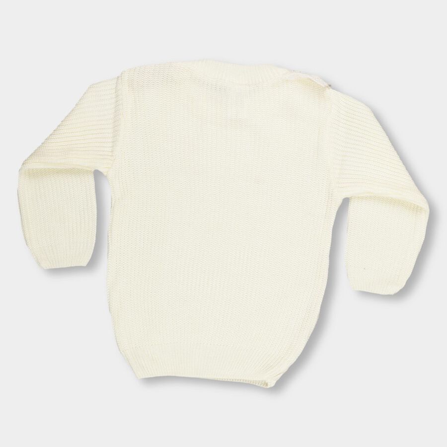 Infants Rich Eggshell White Round Neck Regular Fit Pullover, White, large image number null