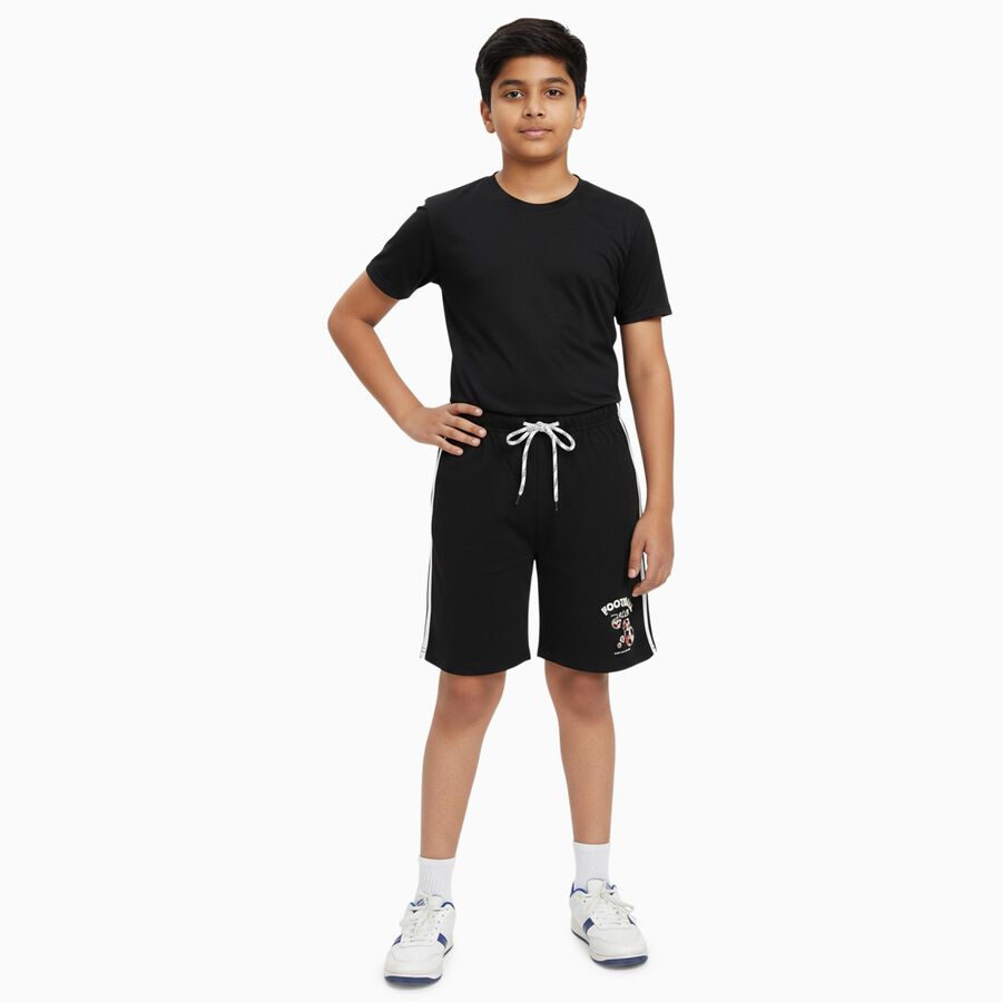Boys Cotton Blend Bermuda Shorts, काला, large