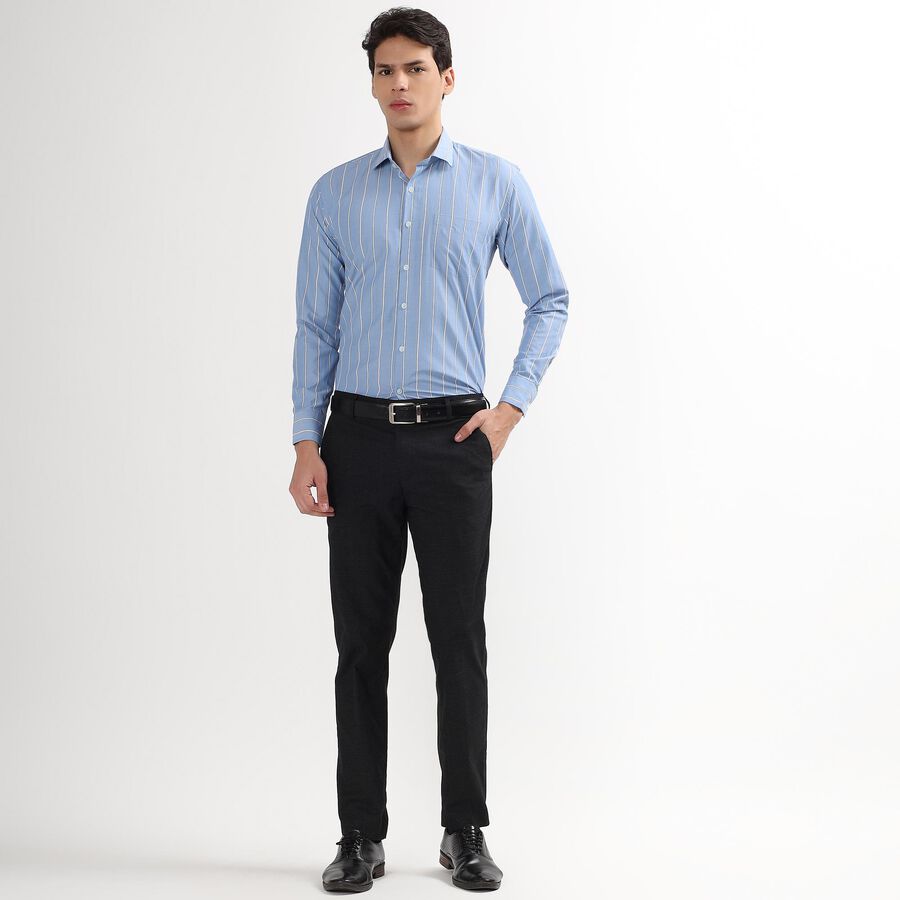 Men's Light Sky Blue Cut Away Collar Slim Fit Formal Shirt, Mid Blue, large image number null