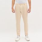 Men's Light Beige Slim Fit Flat-Front Casual Trousers, गहरा पीला, small image number null