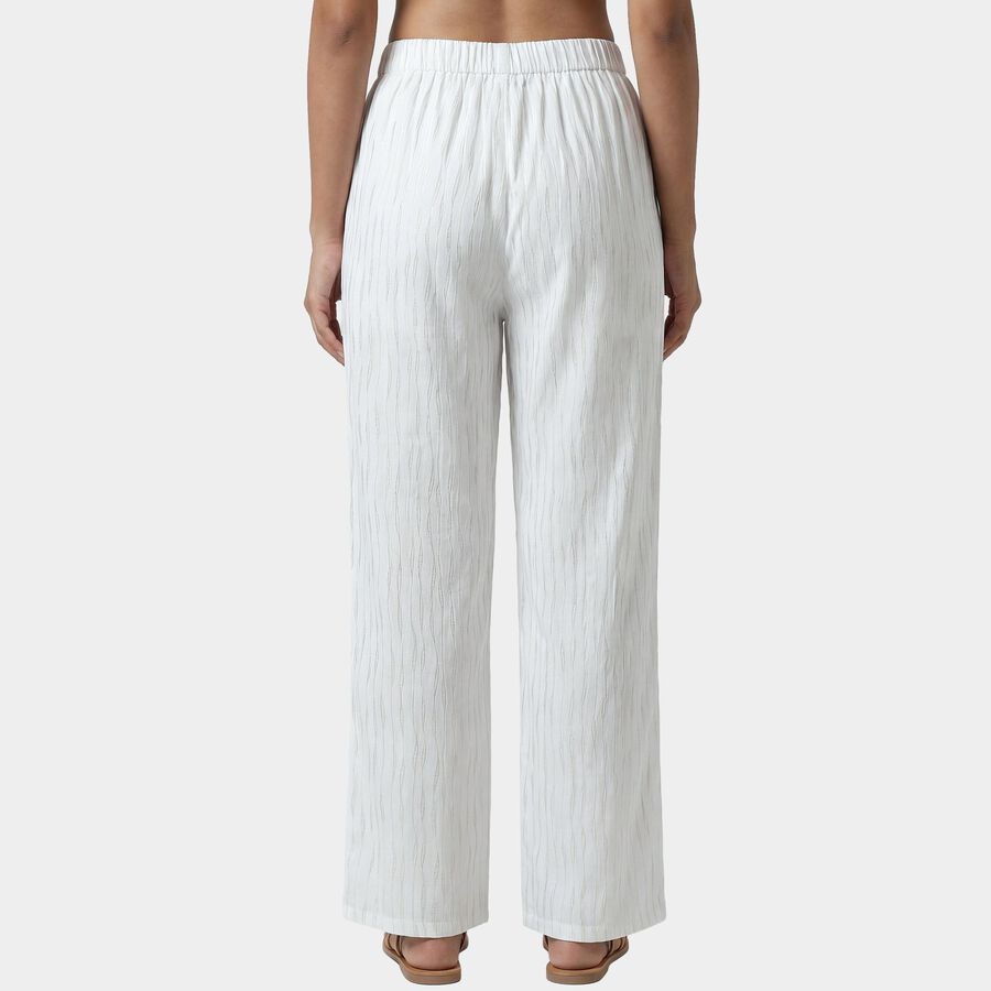 Women's Off White Neutral Relaxed Fit Solid Palazzos, Off White, large